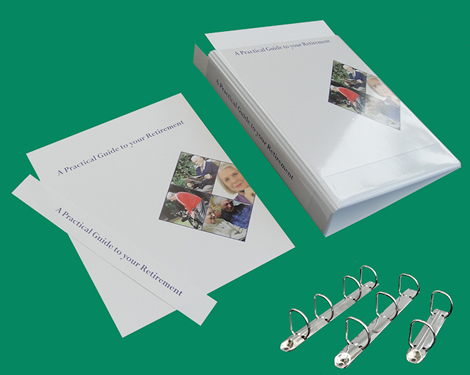 Solicitors PVC ring binders with front pocket biased to the left.